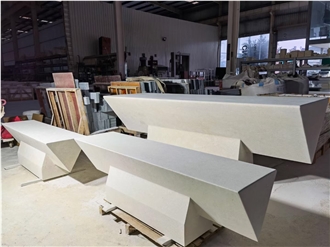 Carved White Marble Furniture Art Bench