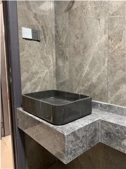 Fluted Classic Beige Travertine Rectangle Wathroom Sink