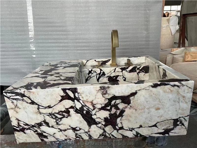 Fluted Drop-In Solid Romano Travertino Sink For Bathroom