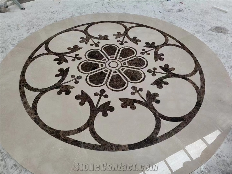 Inlay Marble Emperador Dark And Light Waterjet Medallions