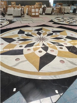 Inlay Marble Emperador Dark And Light Waterjet Medallions