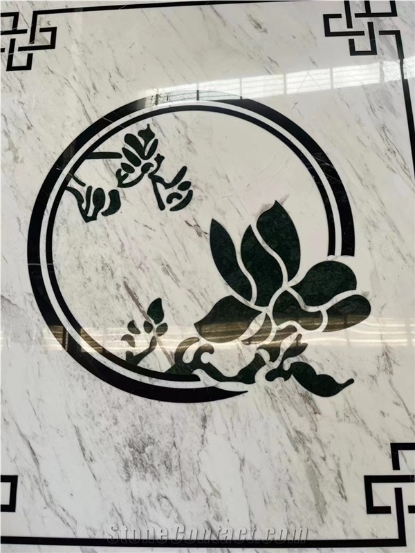 Inlay Marble Emperador Dark And Light Waterjet Medallions
