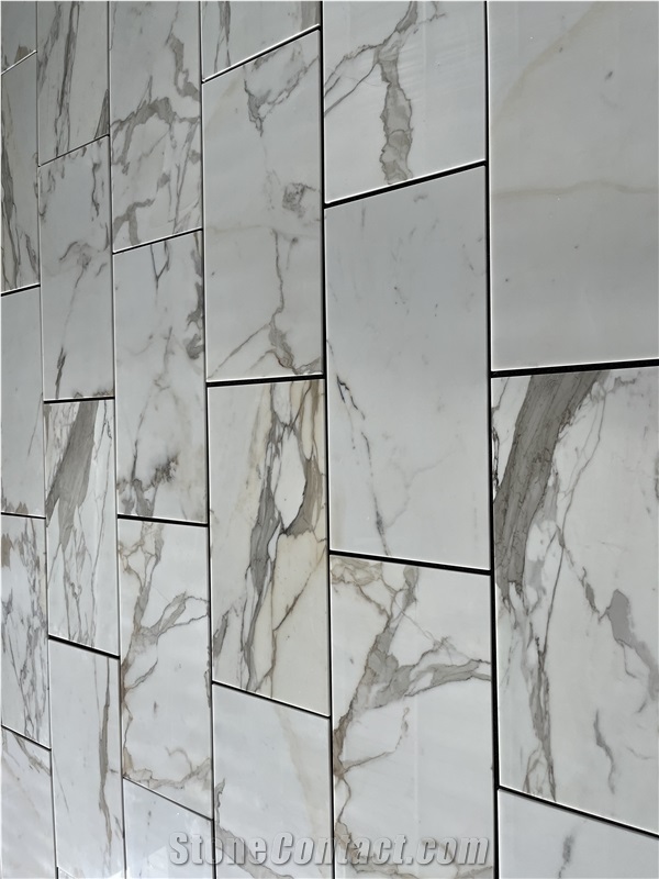 Italian White Marble Floor Tiles Calacatta Macchia Bath Tile