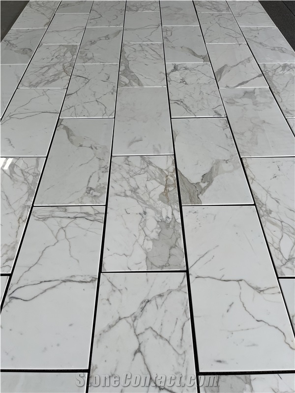 Italian White Marble Floor Tiles Calacatta Macchia Bath Tile