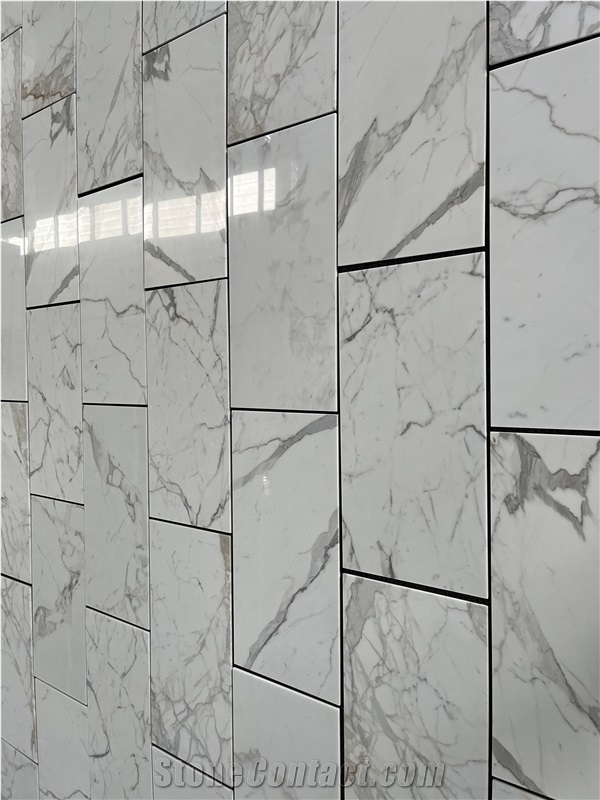 Italian White Marble Floor Tiles Calacatta Macchia Bath Tile