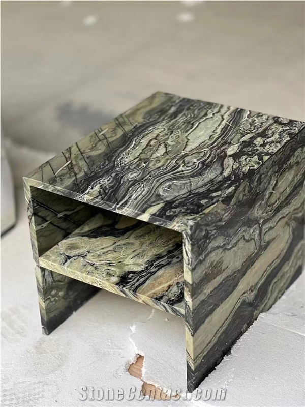 Oval Design Arabescato Marble Dining Table For 4 Seaters