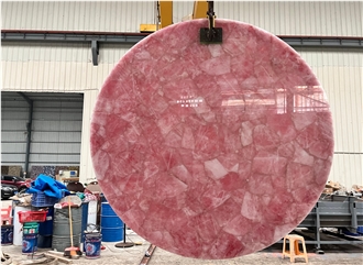 Rose Semiprecious Stone Rose Gemstone Round Table Tops