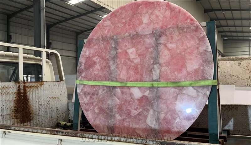 Rose Semiprecious Stone Rose Gemstone Round Table Tops