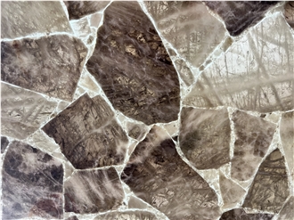 Smoky Quartz Semiprecious Stone Panels, Smoky Lighting Wall Panel
