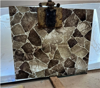 Smoky  Semi Precious Stone Wall Panel, Backlitt Smoky Wall