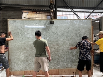 White Semi Precious Stone Slabs And Wall Panels