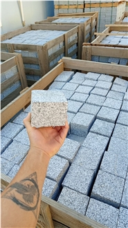 Bergama Grey Granite Cube Stone, Cobble Stone