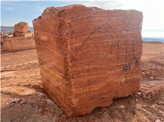 Iran Red Travertine Blocks
