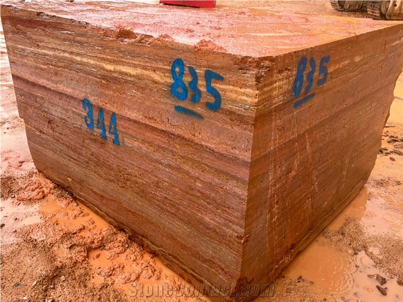 Red Travertine Blocks