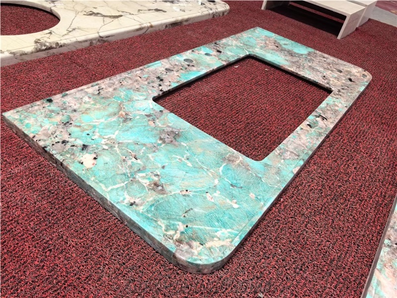 Amazonita Green Quartzite Bathroom Countertop Vanity Top