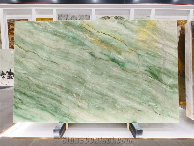 Brazil Emerald Green Verde Gaya Quartzite Slabs For Intorior
