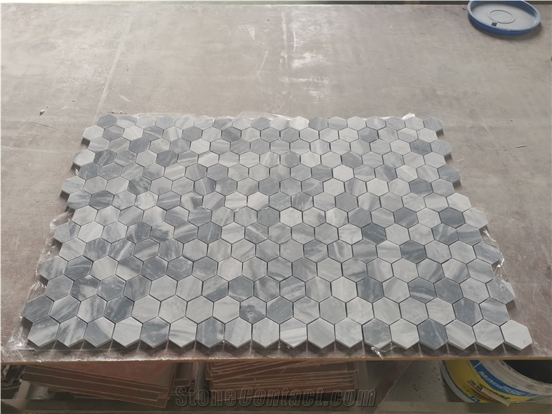 Classic Marble Backsplash Hexagon Mosaic Tiles For Wall