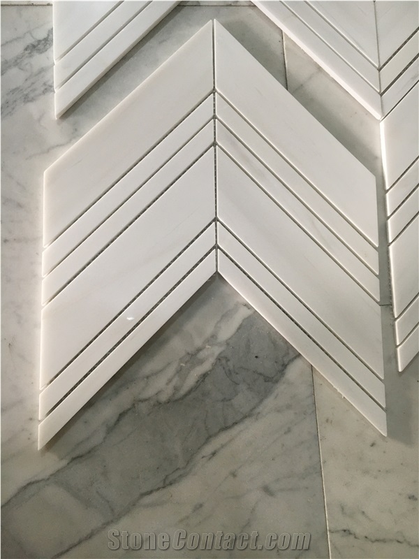 Marble Chevron Mosaic Tiles For Kitchen Basksplash And Floor