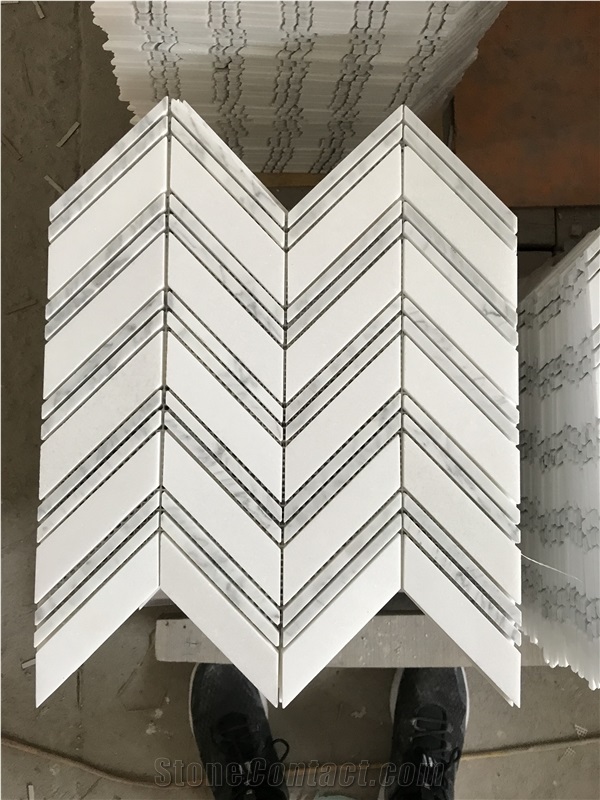 Marble Chevron Mosaic Tiles For Kitchen Basksplash And Floor
