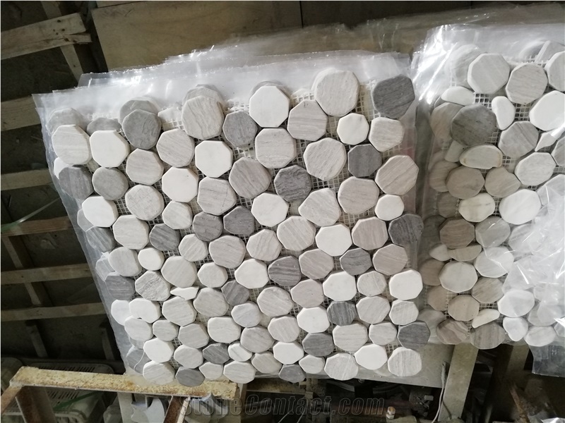 Natural Stone Tumbled Bubble Round Style Mosaic Tiles