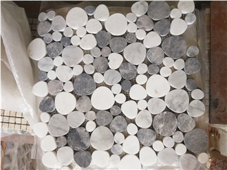 Natural Stone Tumbled Bubble Round Style Mosaic Tiles
