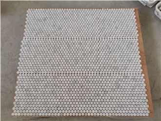 Round Penny Circle Marble Mosaic Tiles For Bathroom Wall