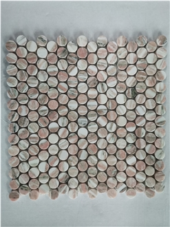 Round Penny Circle Marble Mosaic Tiles For Bathroom Wall