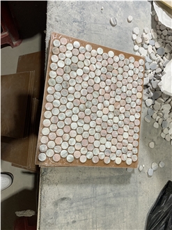 Round Penny Circle Marble Mosaic Tiles For Bathroom Wall