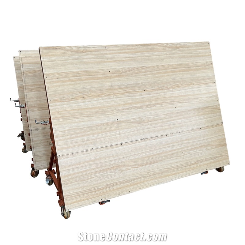 Stone Working Table With Wood Transport Cart E