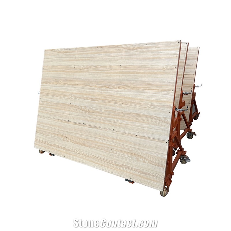 Stone Working Table With Wood Transport Cart E