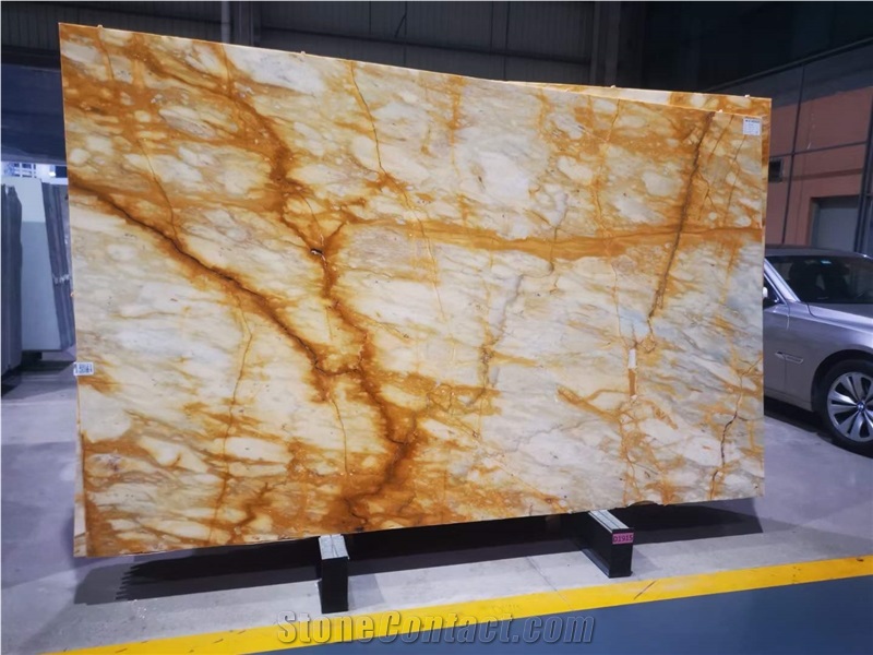 Siena Gold Marble Slabs In Building Decoration Applications