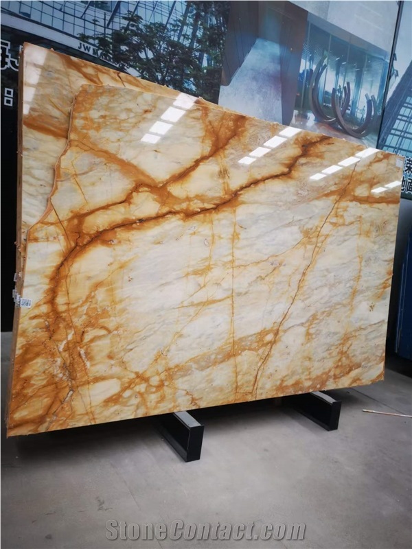 Siena Gold Marble Slabs In Building Decoration Applications