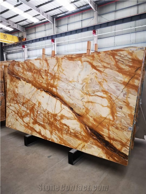 Siena Gold Marble Slabs In Building Decoration Applications