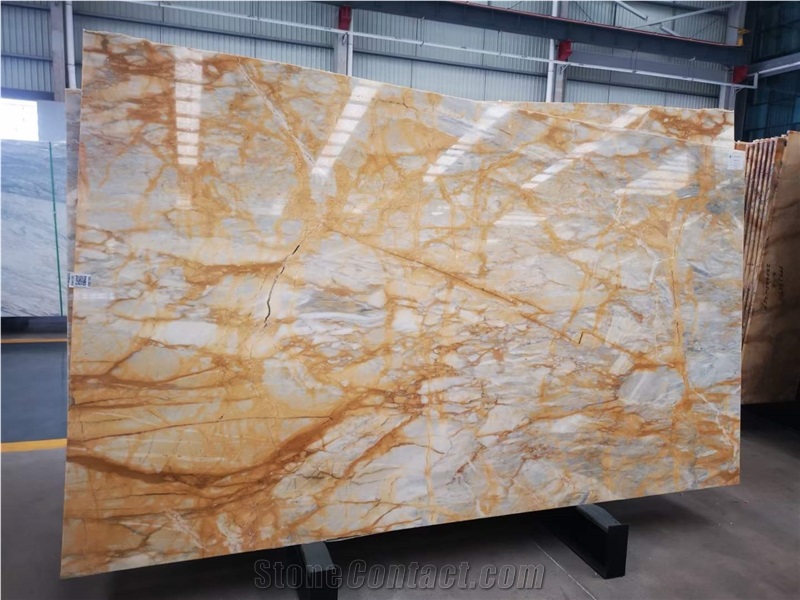 Siena Gold Marble Slabs In Building Decoration Applications