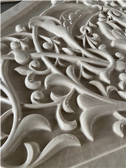 3D CNC Beige Marble Carving Wall  Relief