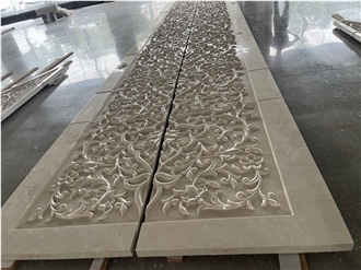 3D CNC Beige Marble Carving Wall  Relief