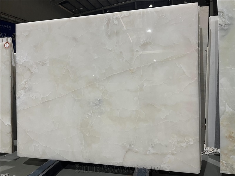 White Onyx Slabs With Brown Veins For Bathroom