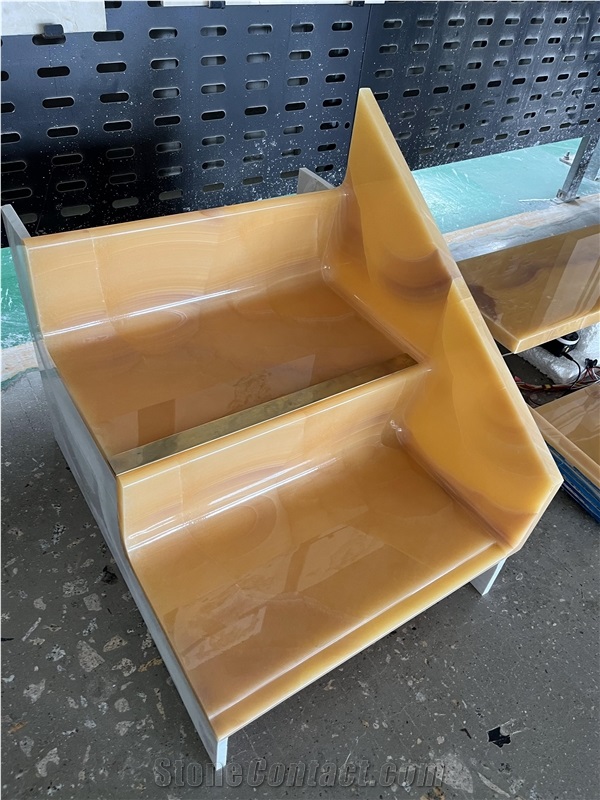Yellow Onyx Stone Stairs Tread