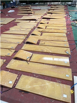 Yellow Onyx Stone Stairs Tread