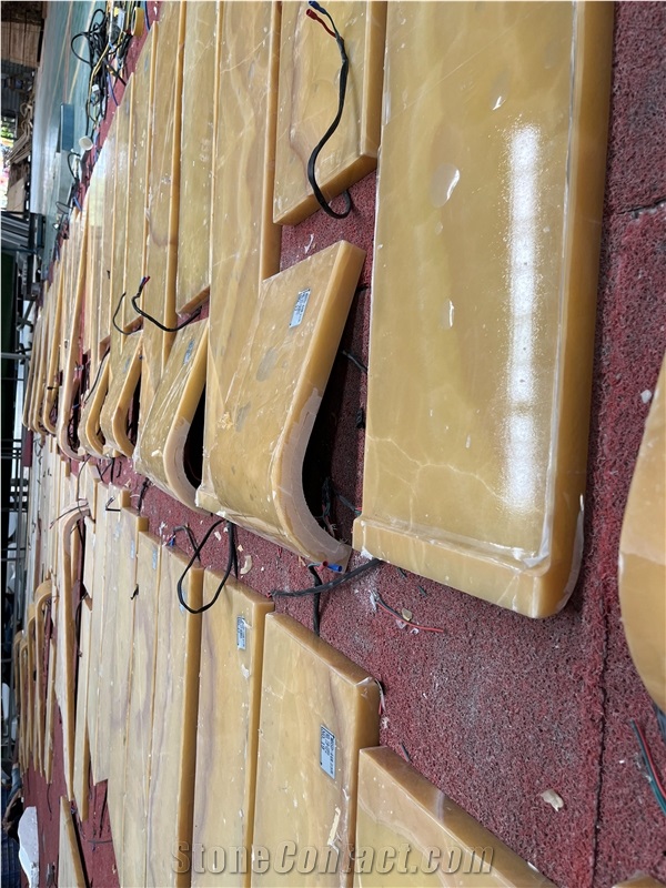 Yellow Onyx Stone Stairs Tread