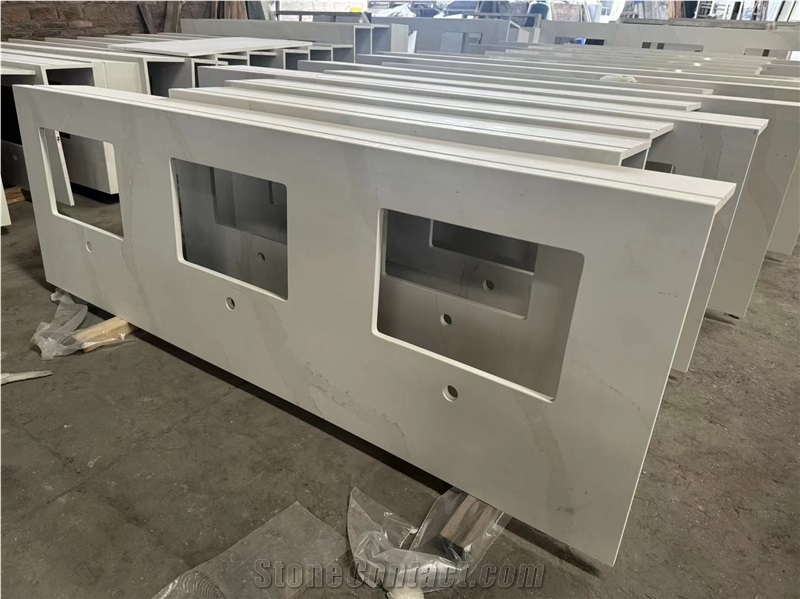 Custom Calacatta Quartz Bathroom Vanity Tops With Apron
