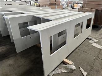 Custom Calacatta Quartz Bathroom Vanity Tops With Apron