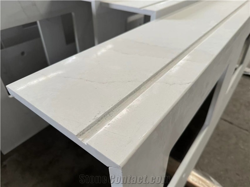 Custom Calacatta Quartz Bathroom Vanity Tops With Apron