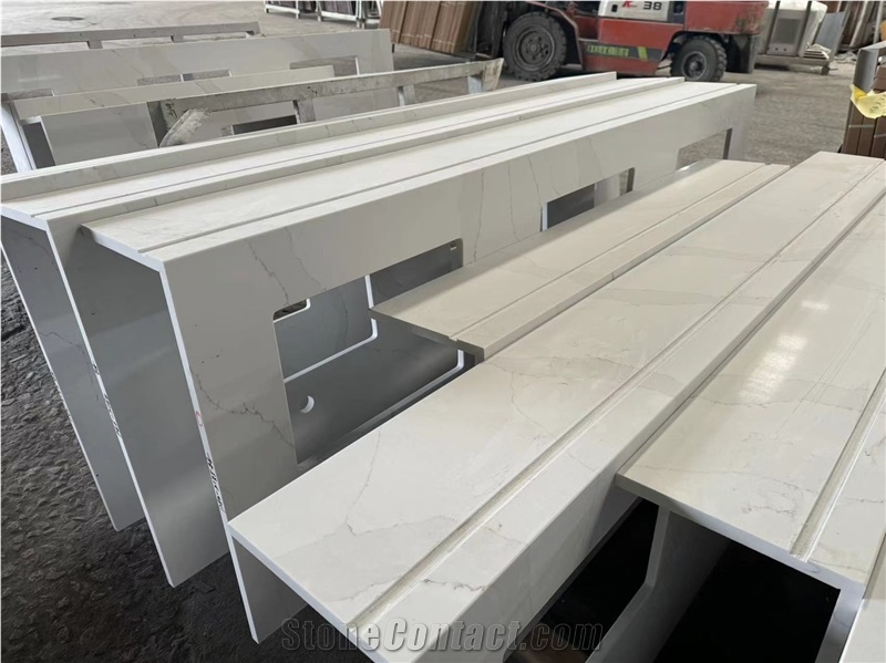 Custom Calacatta Quartz Bathroom Vanity Tops With Apron