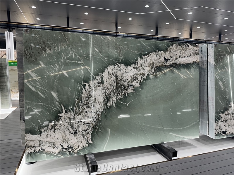 Brazil Dragon Green Quartzite Big Slabs Feature Wall Bookmatch
