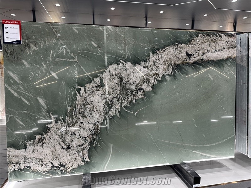 Brazil Dragon Green Quartzite Big Slabs Feature Wall Bookmatch