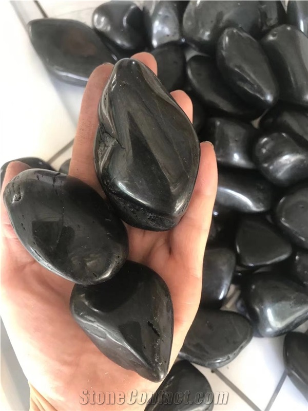 Black Pebble Stone, High Polished Pebbles, River Stone