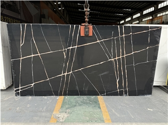 Artificial Black And White Veins Stone Slabs Quartz Tiles