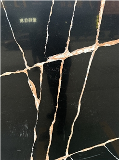 Artificial Black And White Veins Stone Slabs Quartz Tiles