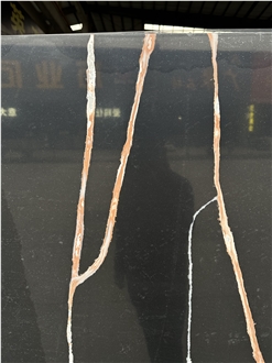 Artificial Black And White Veins Stone Slabs Quartz Tiles